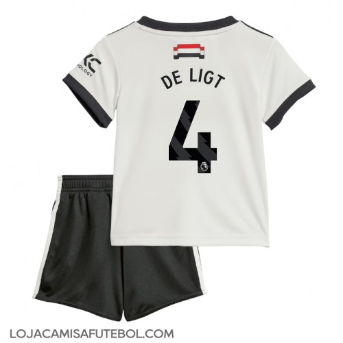 Camisa de Futebol Manchester United Matthijs de Ligt #4 Equipamento Alternativo Infantil 2024-25 Manga Curta (+ Calças curtas)